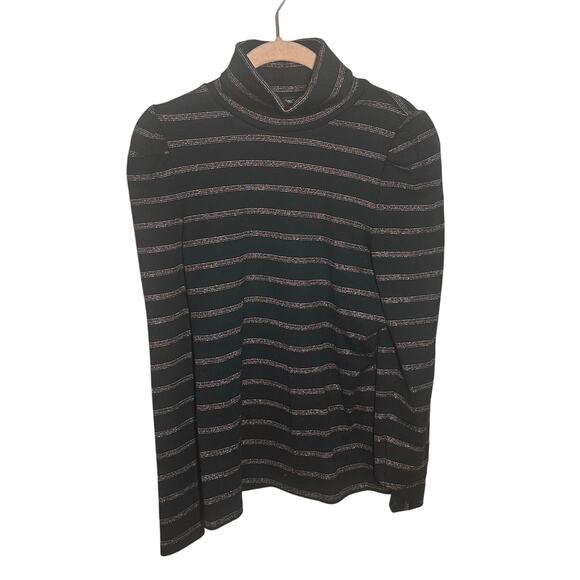 Veronica Beard Women's Cedar Striped Metallic Turtleneck Knit Top Size Medium - Picture 2 of 6